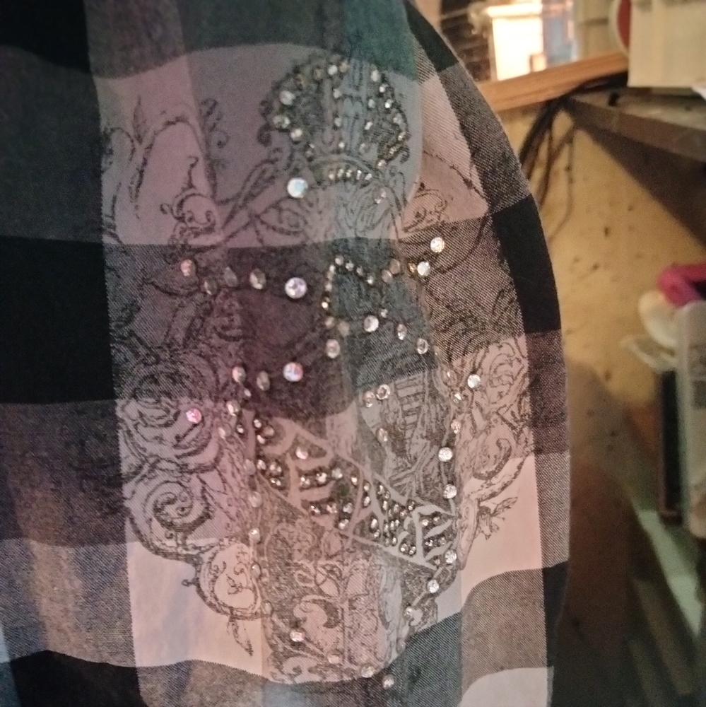 Long sleeve button up bling  shirt